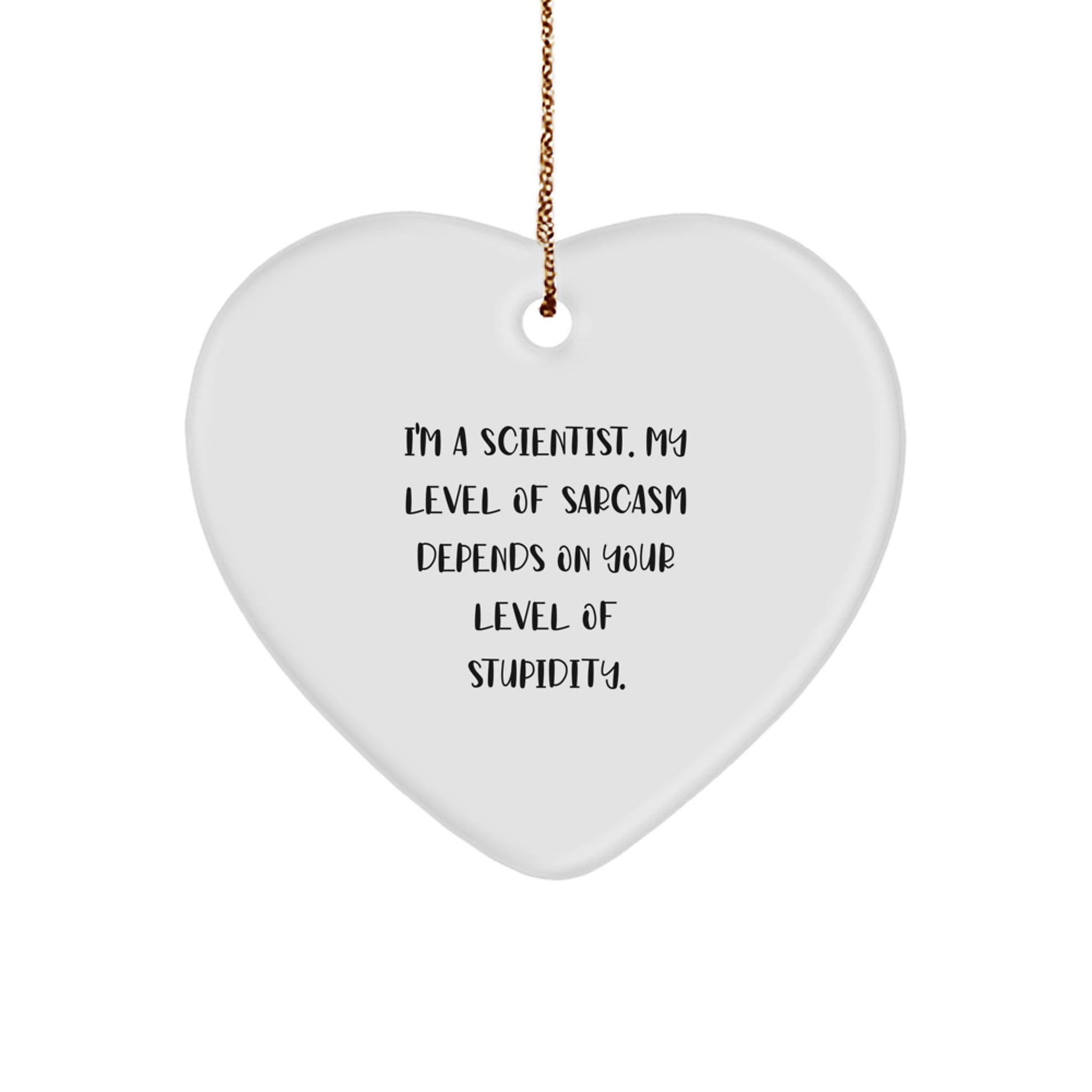 Funny Scientist Gifts from Men for Scientist Friends - Heart Ornament, I'm A Scientist. My Level Of Sarcasm Depends On Your Level Of Stupidity. Christmas Unique Gifts for Scientist - Image 1