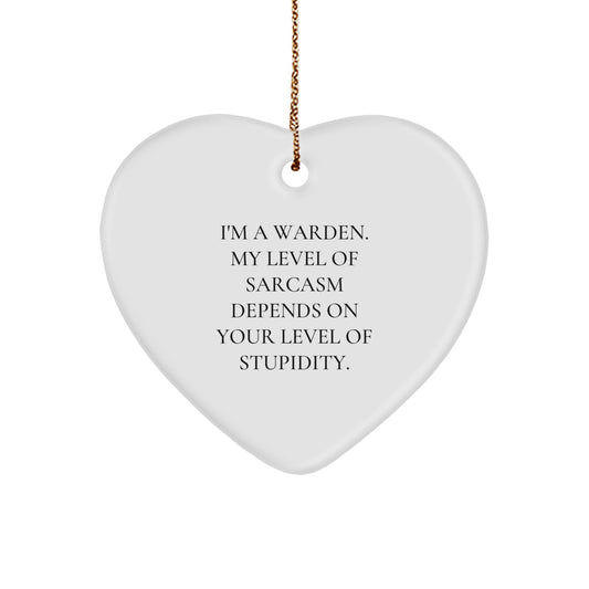 Funny Warden Heart Ornament, Gifts from Men to Warden, Unique Christmas Unique Gifts for Warden - Image 1