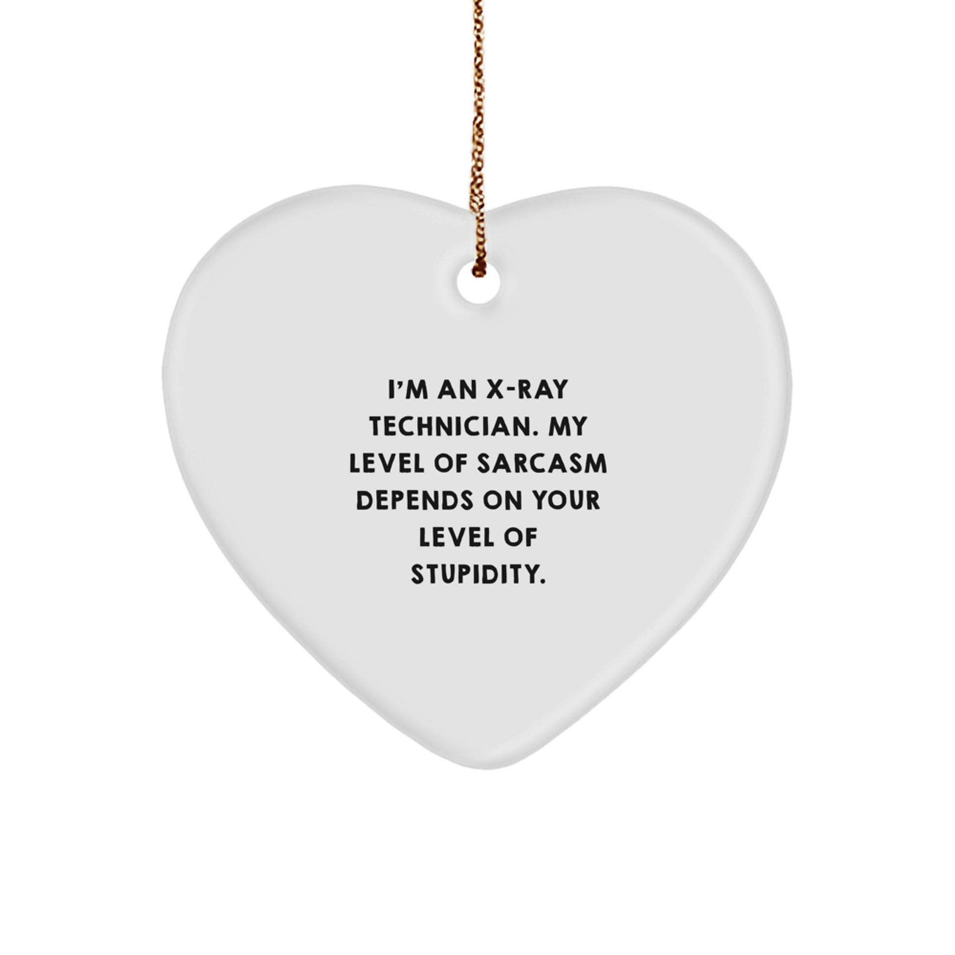 Funny X-Ray Technician Heart Ornament Gifts from Coworkers for Friends, Sarcasm Level Depends on Stupidity, Christmas Unique - Image 1