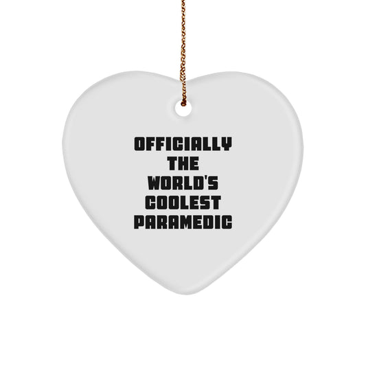 Funny Rescue Worker Gifts for Him, Officially The World's Coolest Rescue Worker Heart Ornament, Christmas Unique Gifts from Men - Image 1