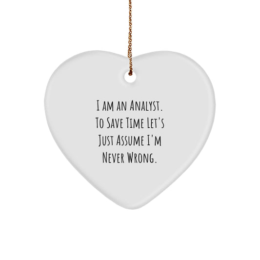 For Him Analyst Keepsake Christmas Unique Gift Heart MDF Gold Ornament - Image 1
