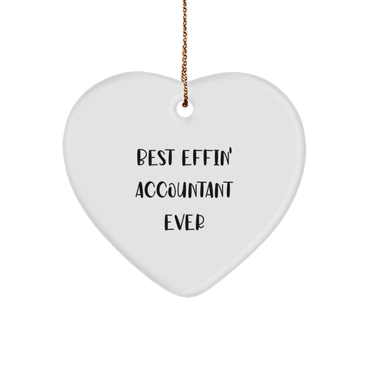 Funny Accountant Gifts for Men - Best Effin' Accountant Ever Heart Ornament, White, Christmas Unique Gifts from Friends, Coworkers - Image 1