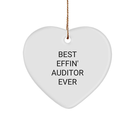 Funny Gifts from Friends to Best Effin' Auditor Ever, Heart Ornament for Auditor Christmas Unique Ideas - Image 1