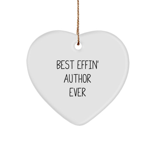 Funny Author Heart Ornament Gifts for Writers from Friends - Best Effin' Author Ever - Image 1