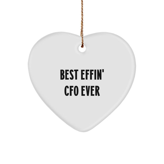 Funny CFO Gifts from Friends, Best Effin' Cfo Ever Heart Ornament for CFO Men, Unique Christmas Unique Gifts for Women - Image 1