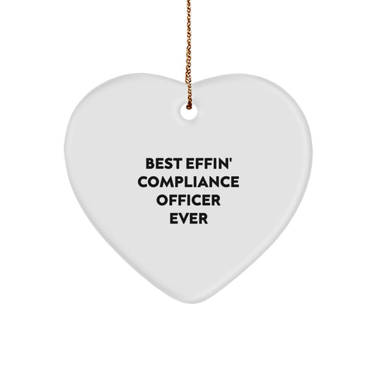 Funny Compliance Officer Gifts from Friends - Best Effin' Compliance Officer Ever Heart Ornament for Christmas Unique Gifts - Image 1