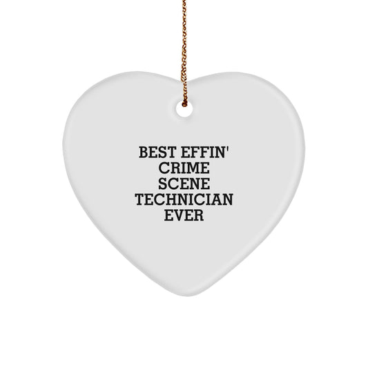 Funny Crime Scene Technician Gifts from Friends, Best Effin' Crime Scene Technician Ever Heart Ornament for Christmas Unique Gifts for Crime Scene Technician - Image 1
