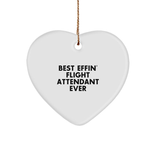 Christmas Unique Gift for Her Effin' Flight Attendant Ever Heart Ornament - Image 1