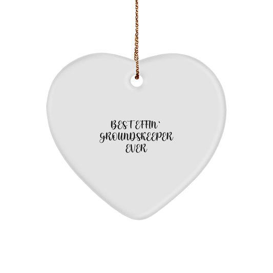 Funny groundskeeper Gifts from Men to groundskeeper Friends - Best Effin' groundskeeper Ever Heart Ornament for Christmas Unique Gifts - Image 1