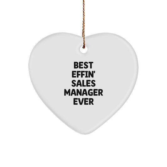 Funny Christmas Unique Gifts for Sales Manager Heart Ornament - Best Effin' Sales Manager Ever Gift from Friends and Family - Image 1