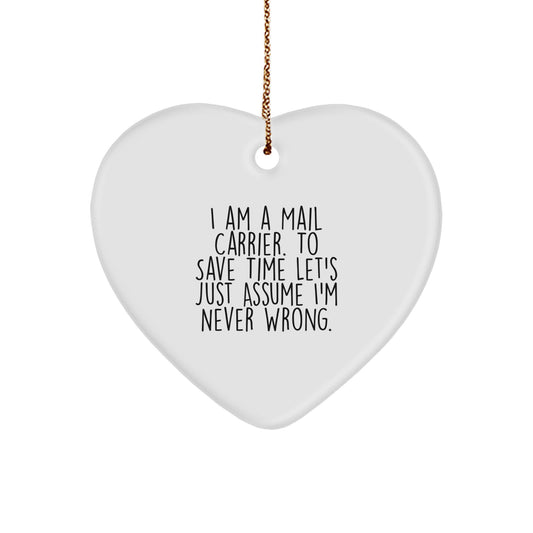 Funny Mail Carrier Heart Ornament Gift for Mail Carrier Friends and Family - Christmas Unique Ideas from Coworkers and Friends - Image 1