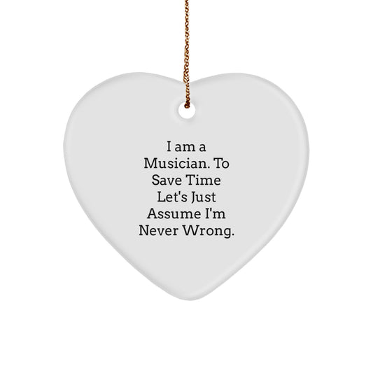Funny Musician Gifts from Friends for Christmas Heart Ornament - Image 1