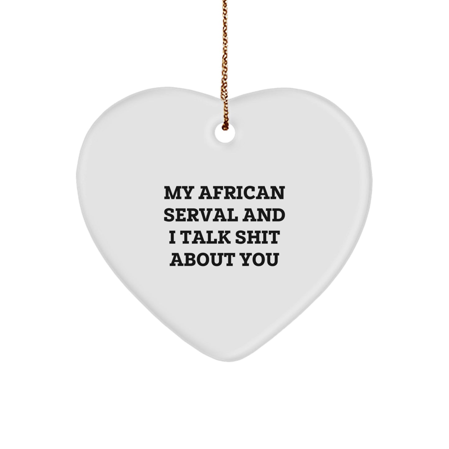 Christmas Gift African Serval Heart Ornament for Her Present - Image 1
