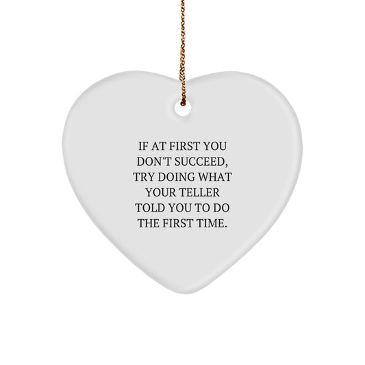 Funny Teller Heart Ornament Gifts from Friends, Coworkers - Cute Teller Quote Heart Decoration for Men, Women, Christmas Unique Gifts for Teller, Husband - Image 1