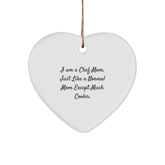 Fun Funny Heart Ornament for Chef Mom's Kitchen - Gifts from Family for Chef Friends at Christmas - Image 1