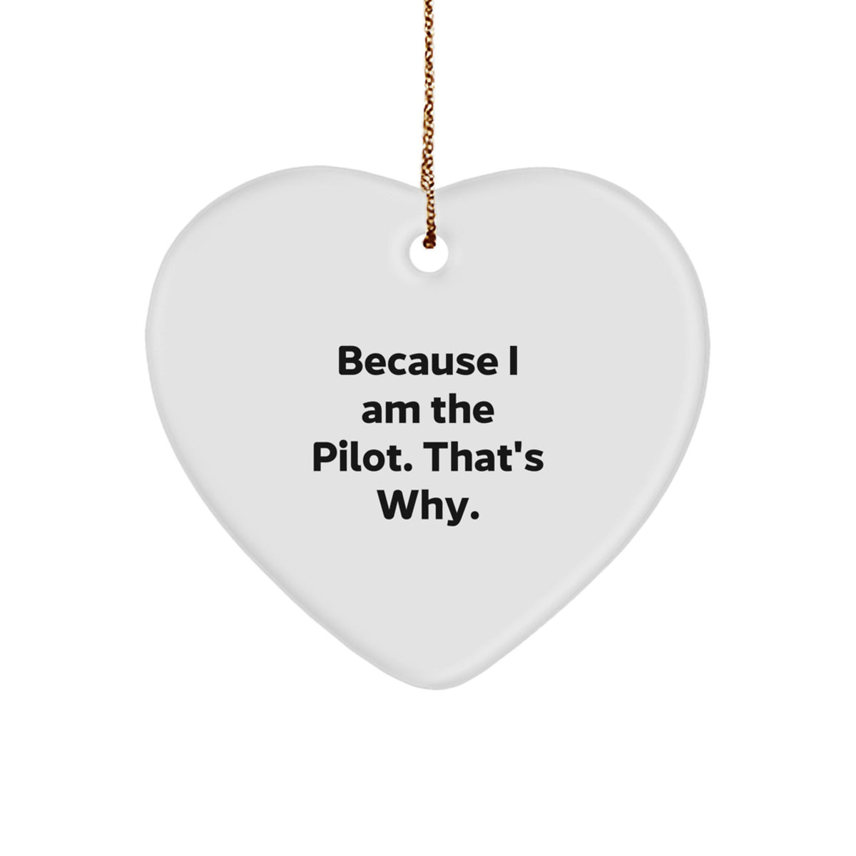 Pilot Heart Ornament Gift for Him Funny Quote Because I Am The Pilot That's Why Christmas Unique Gifts from Friends - Image 1