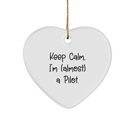 Calm Pilot Christmas Ornament Gift for Friends Novelty Heart-Shaped - Image 1