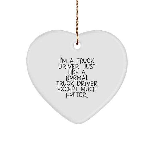 Funny Truck Driver Heart Ornament Gifts for Men from Family, Unique Christmas Ornaments for Husband, Sweetheart, Dad - Image 1