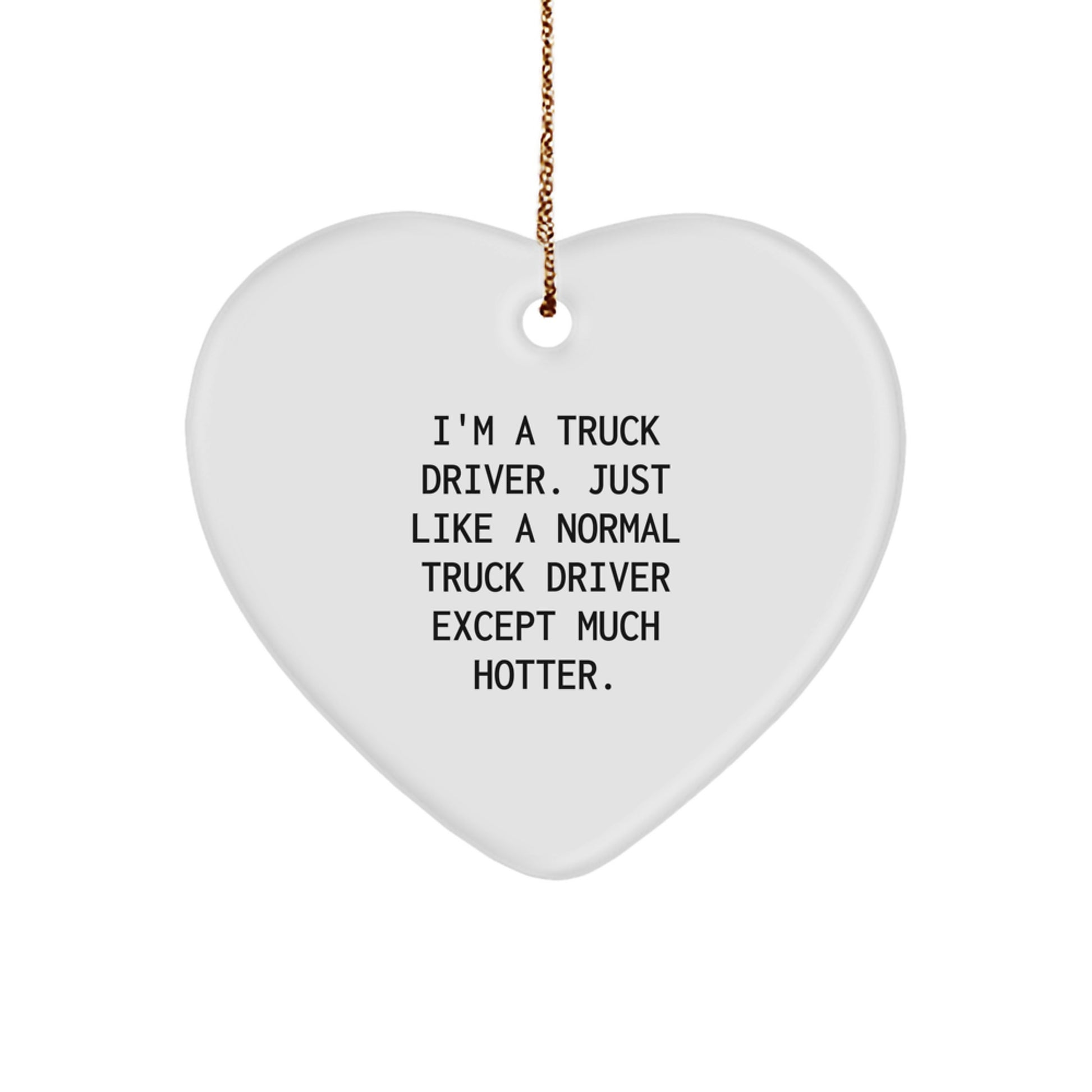 Funny Truck Driver Heart Ornament Gifts from Friends for Him - 'I'm A Truck Driver. Just Like A Normal Truck Driver Except Much Hotter.' - Christmas Unique Gifts - Image 1