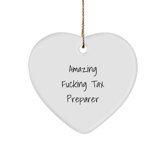 Funny Tax Preparer Gifts for Men - Heart Ornament from Friends for Christmas Unique - Image 1