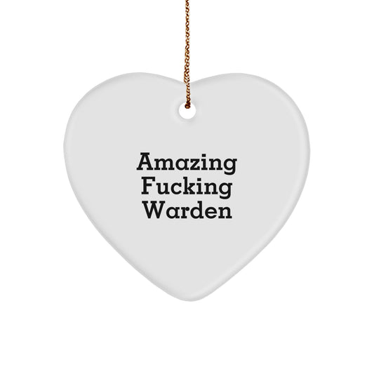 Funny Warden Heart Ornament Gifts from Men, Women, Friends, or Family to Warden, Perfect for Christmas Unique Gifts - Image 1