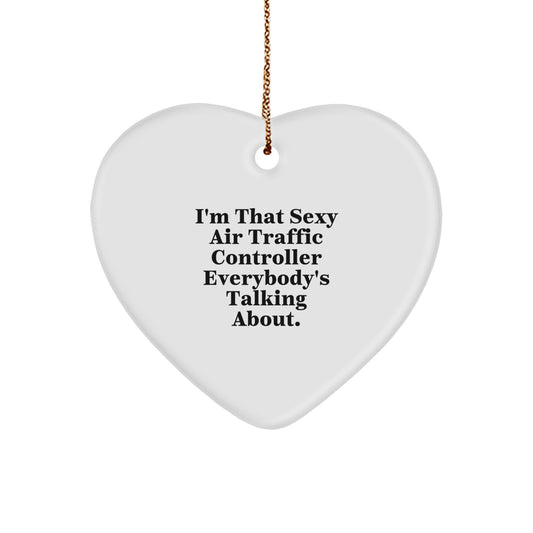 Funny Air Traffic Controller Heart Ornament Gifts from Men to Friends and Family at Christmas Unique - Image 1