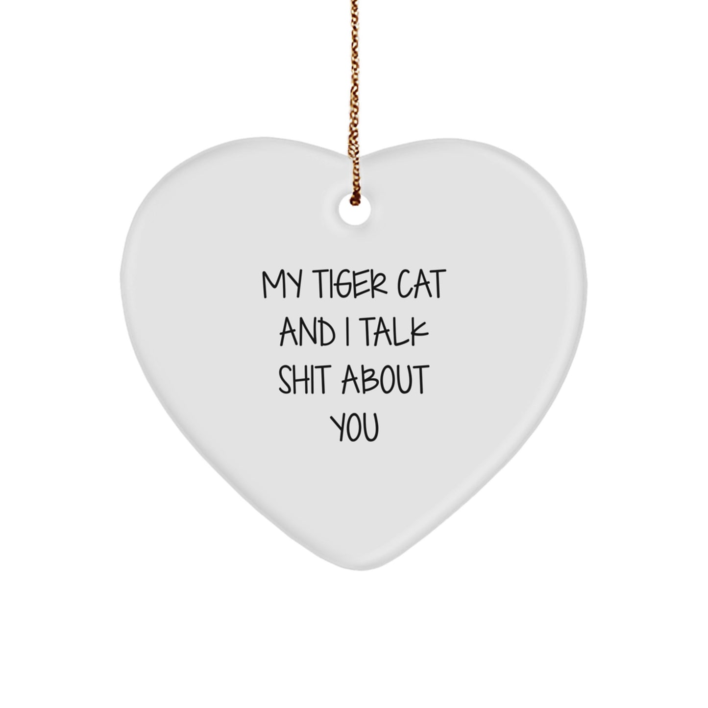 Playful Tiger Cat Heart Ornament Christmas Gift for Friends - Image 1