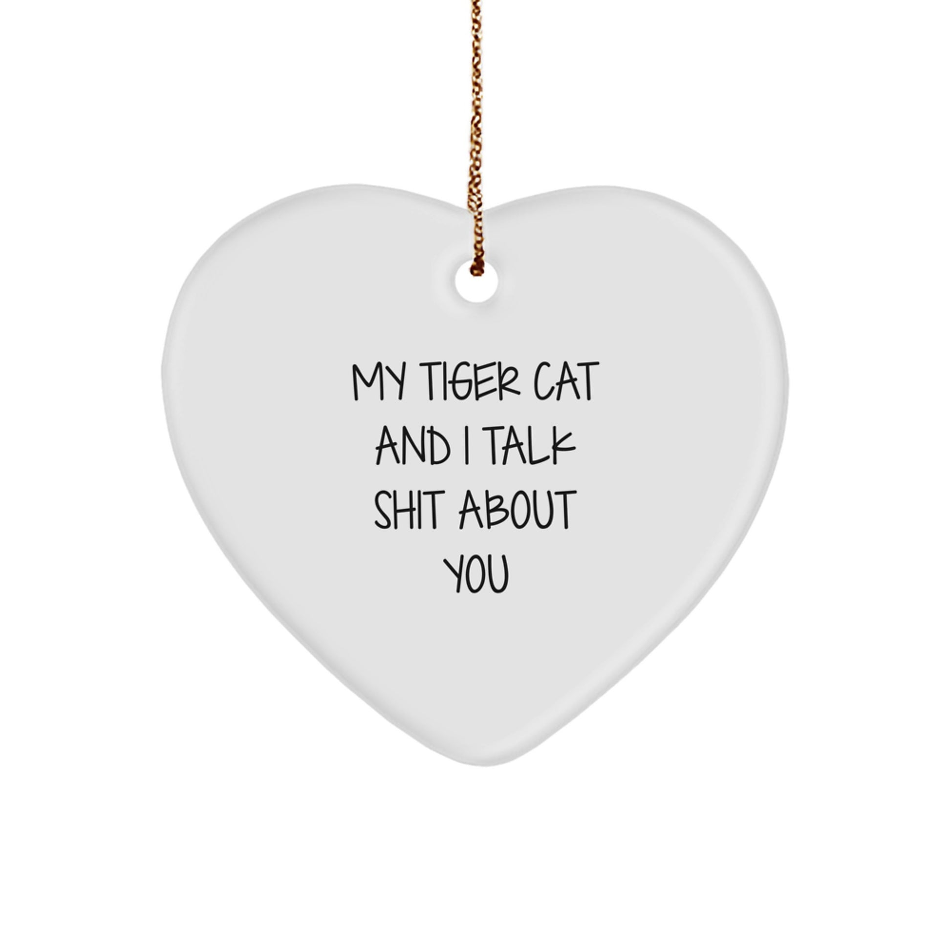 Playful Tiger Cat Heart Ornament Christmas Gift for Friends - Image 1