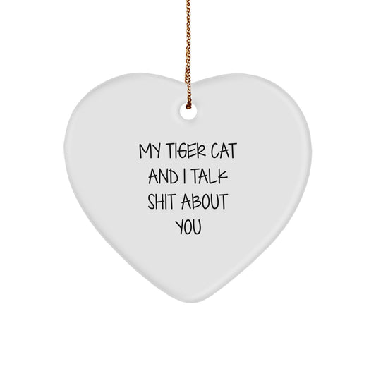 Playful Tiger Cat Heart Ornament Christmas Gift for Friends - Image 1