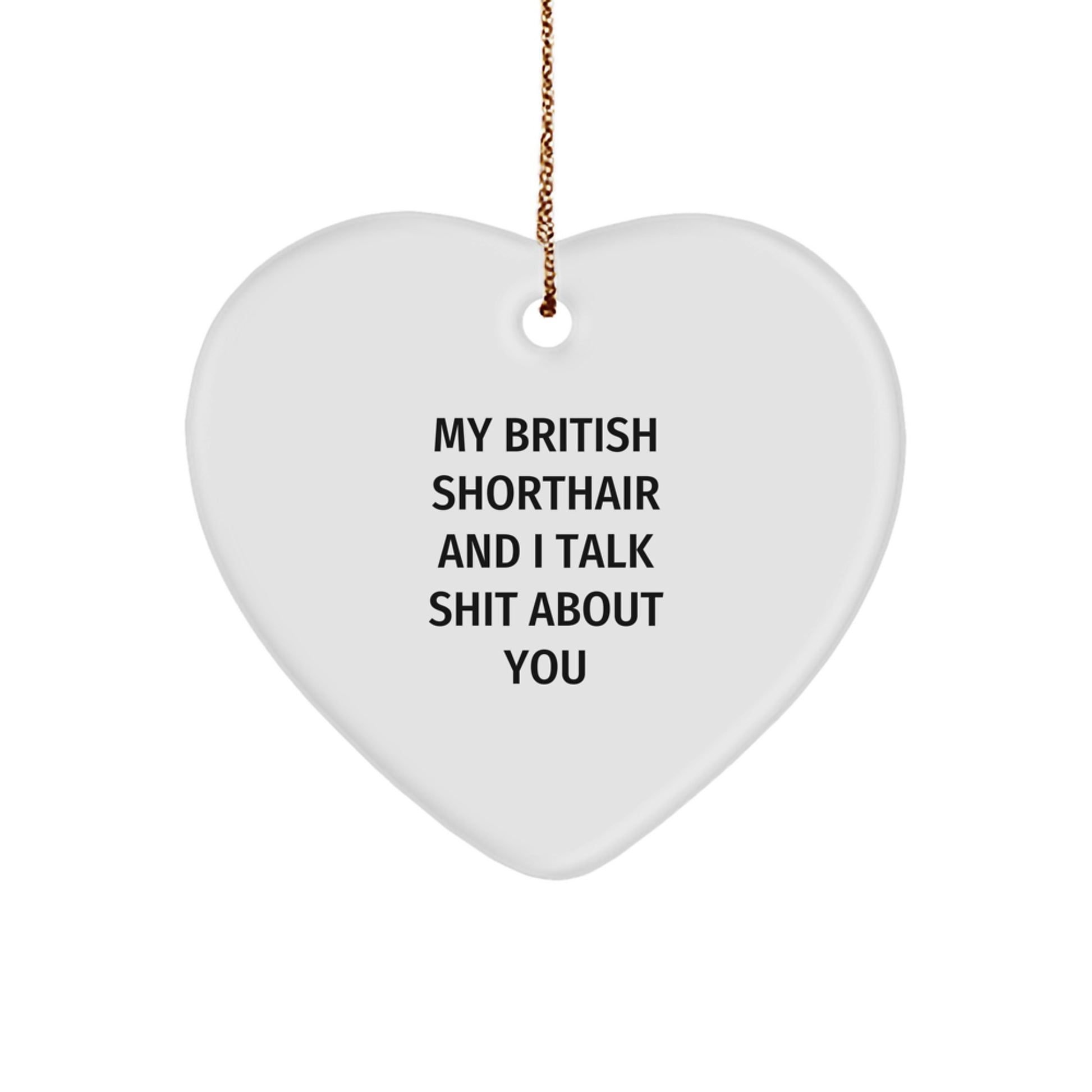 Funny British Shorthair Cat Gifts for Christmas - British Shorthair Cat Heart Ornament, Gifts from Men, Funny Quote 'My British Shorthair And I Talk Shit About You' - Image 1