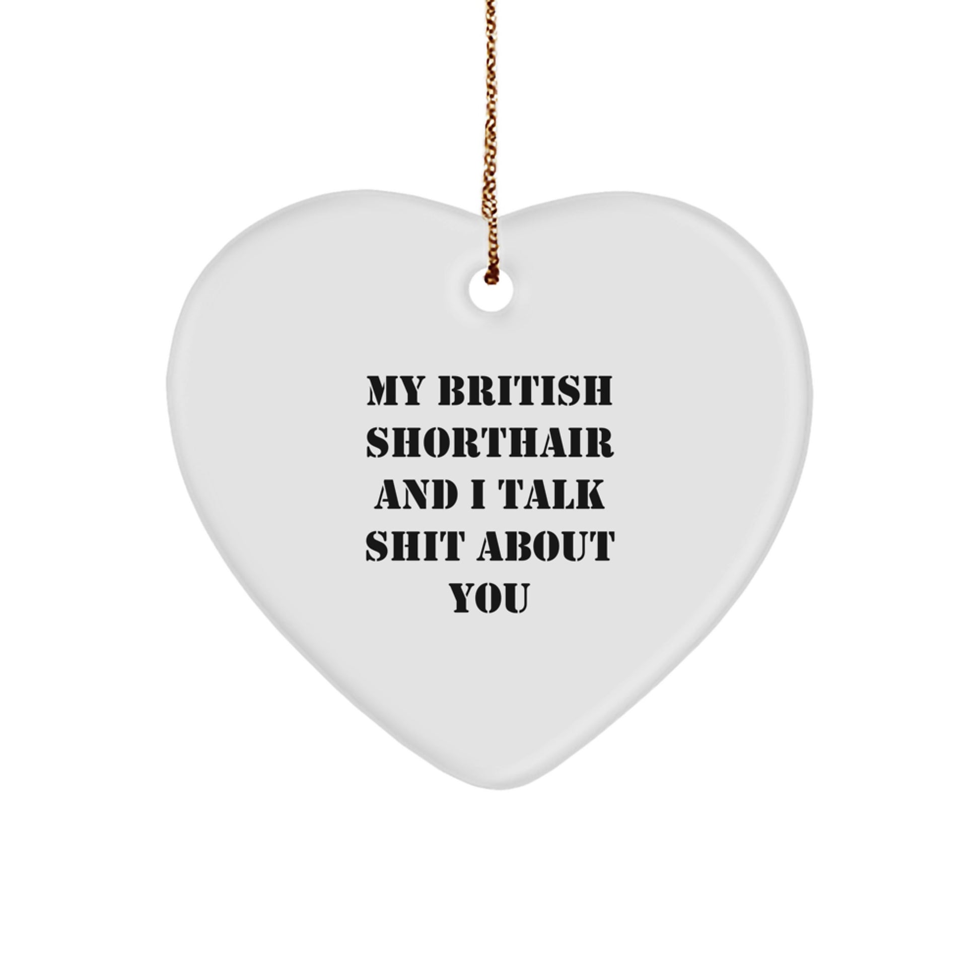 British Shorthair Cat Lover Funny Heart Ornament Gifts from Men to Family for Christmas Unique Presents - Image 1