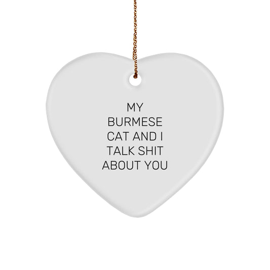 Quirky Burmese Cat Heart Ornament Christmas Gift for Friends - Image 1