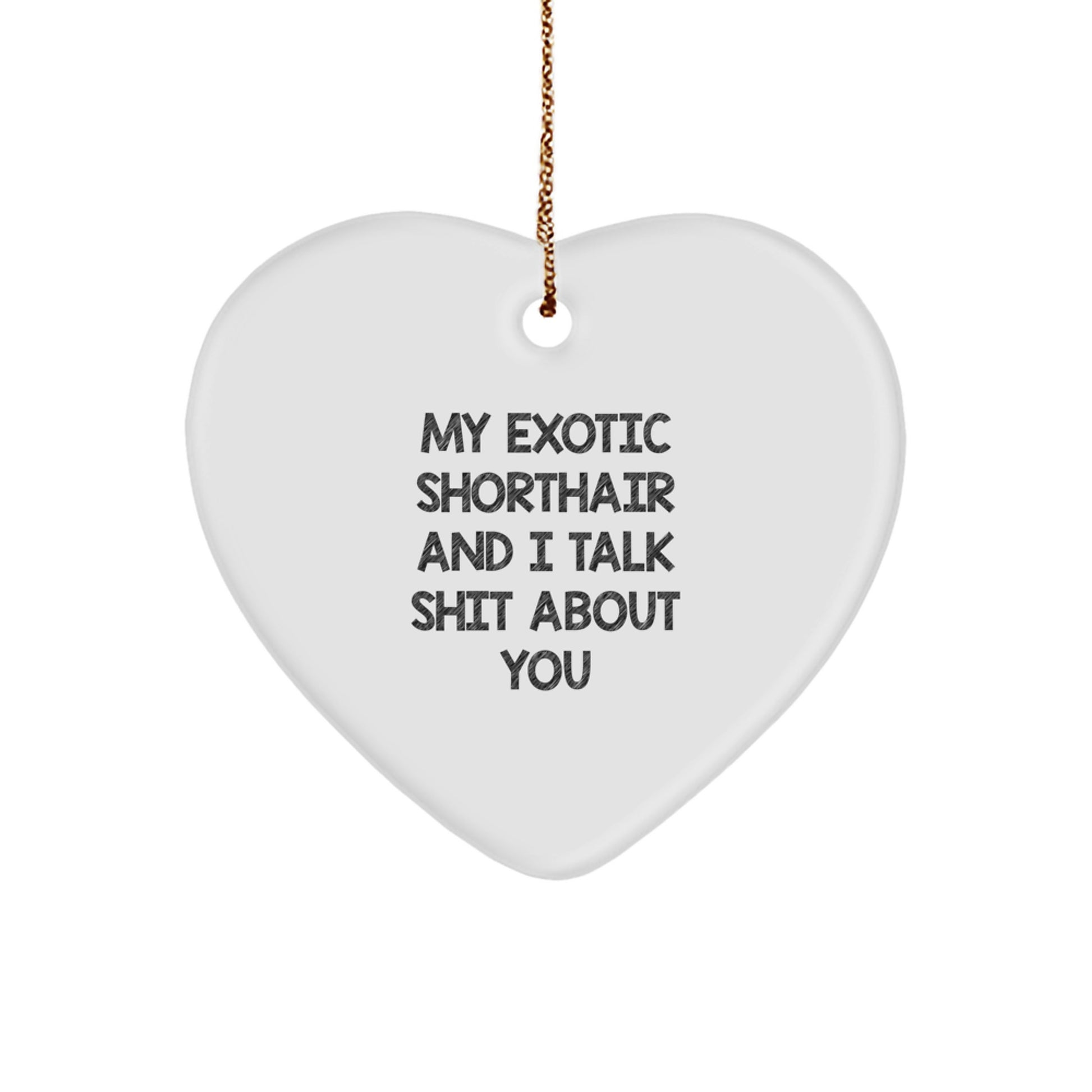 Funny Exotic Shorthair Cat Gifts for Women, Heart Ornament, Christmas Unique Gifts from Friends, 'My Exotic Shorthair And I Talk Shit About You' - Image 1