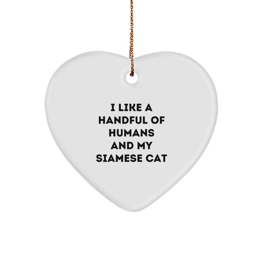 Funny Siamese Cat Gifts for Men, Women, and Friends - Heart Ornament for Siamese Cat Lovers - Christmas Unique Gifts from Friends and Family - Image 1