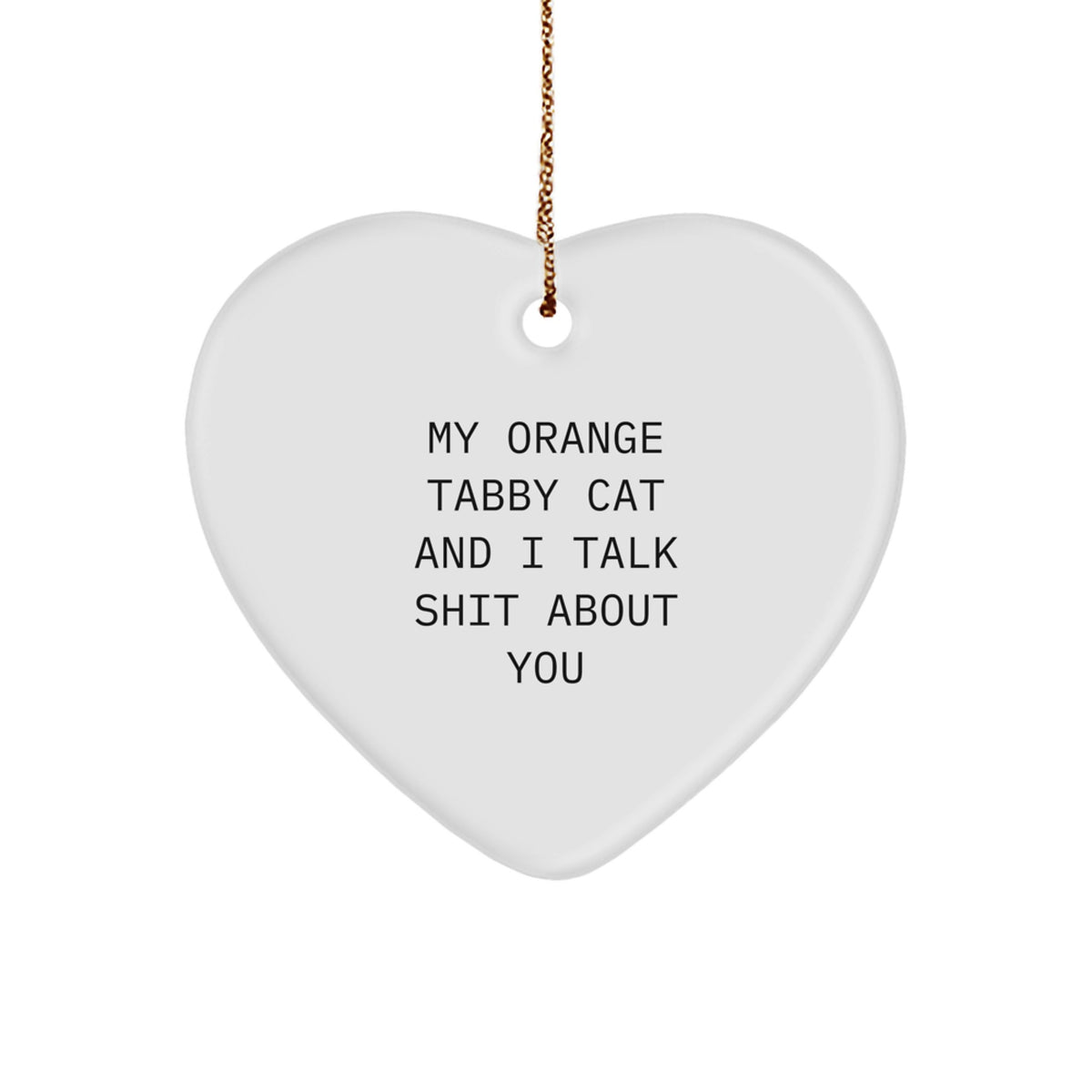 Orange Tabby Cat Heart Ornament Idea for Coworkers Christmas Gift - Image 1