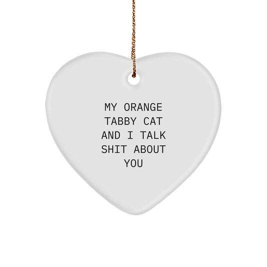 Orange Tabby Cat Heart Ornament Idea for Coworkers Christmas Gift - Image 1