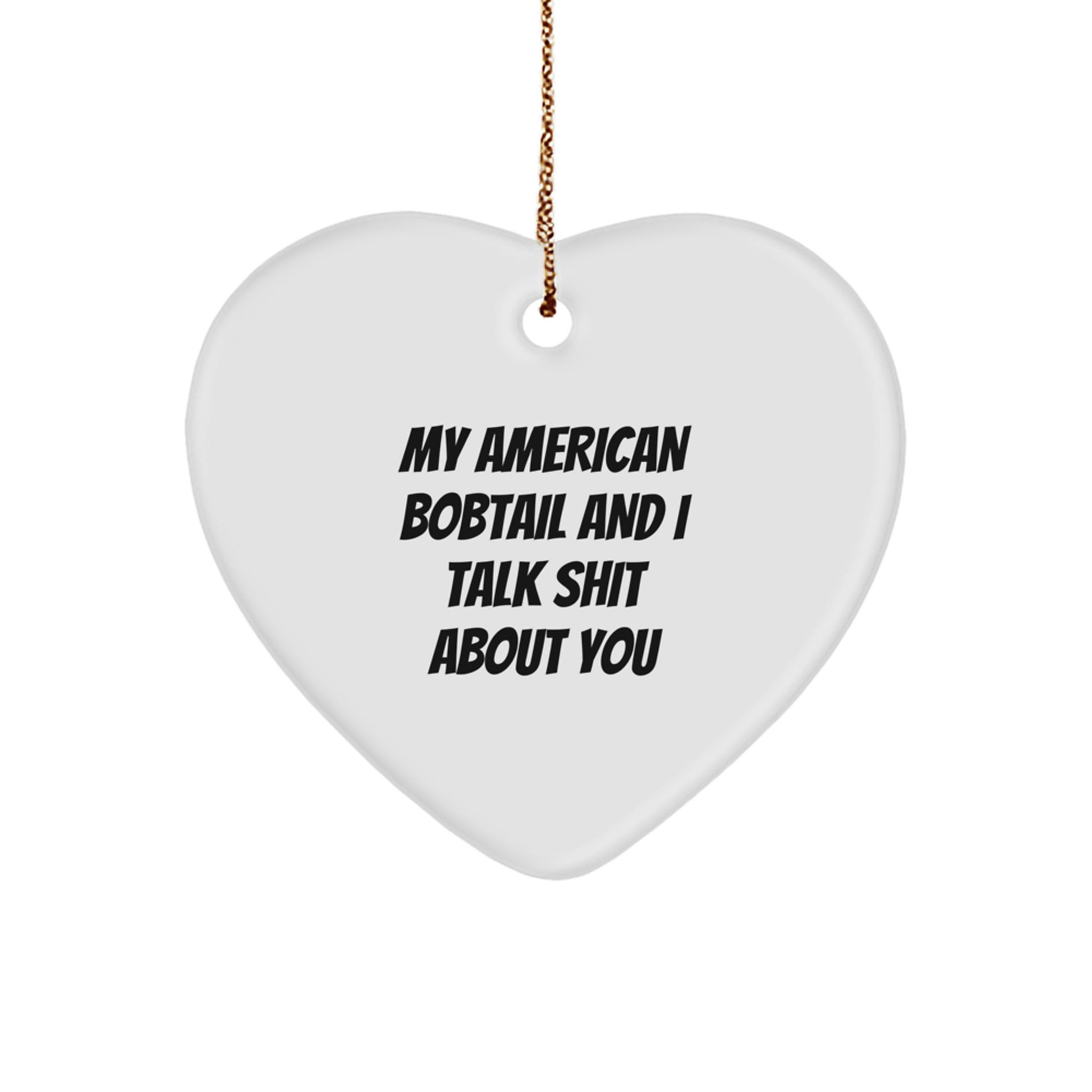 Funny American Bobtail Cat Gifts from Friends to Family for Christmas Unique Heart Ornaments - Image 1