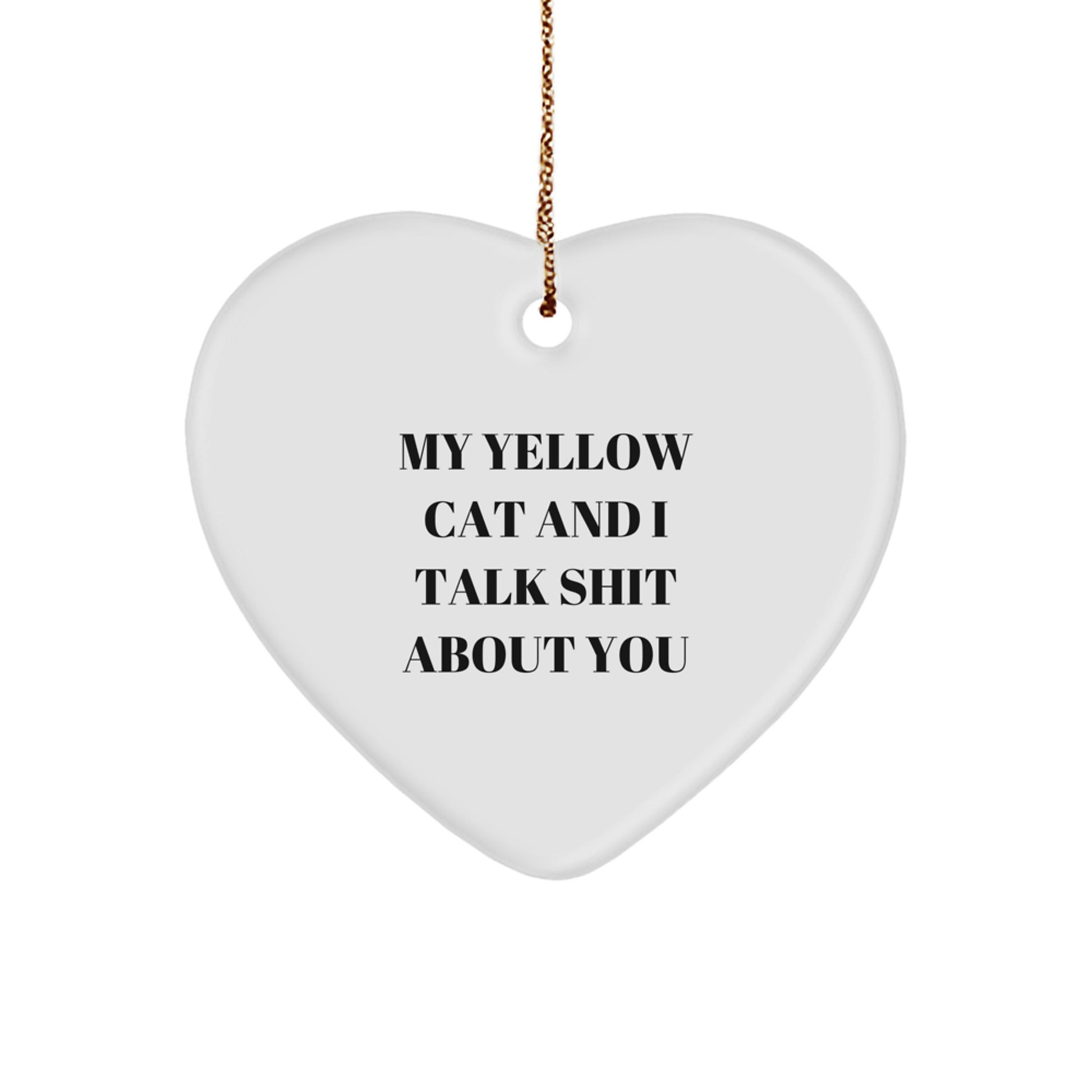 Funny Yellow Cat Heart Ornament Gifts from Family to Friends for Christmas - Image 1