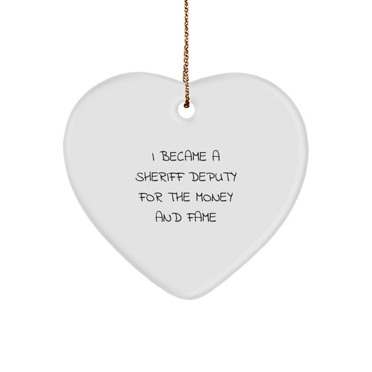 Funny Sheriff Deputy Gifts for Sheriff Deputy - Sheriff Deputy Heart Ornament Christmas Unique Gifts from Men to Sheriff Deputy - Image 1