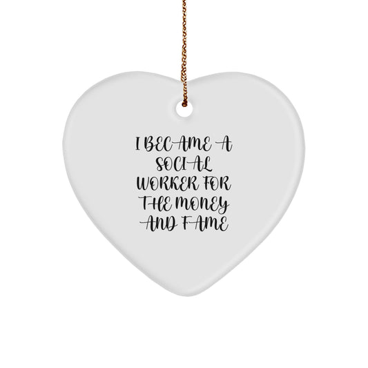 Funny Heart Ornament Gifts from Family to Social Worker, Unique Christmas Decor for Social Worker Friends, Heart Shaped Ornament for Social Worker Coworkers - Image 1