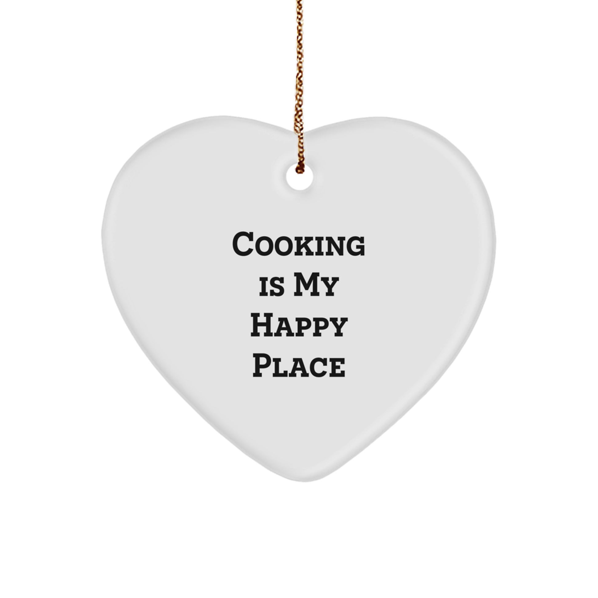Gifts from Friends for Cooking Lovers - Heart Ornament with Cooking Is My Happy Place Quote, Christmas Unique Gifts for Women - Image 1