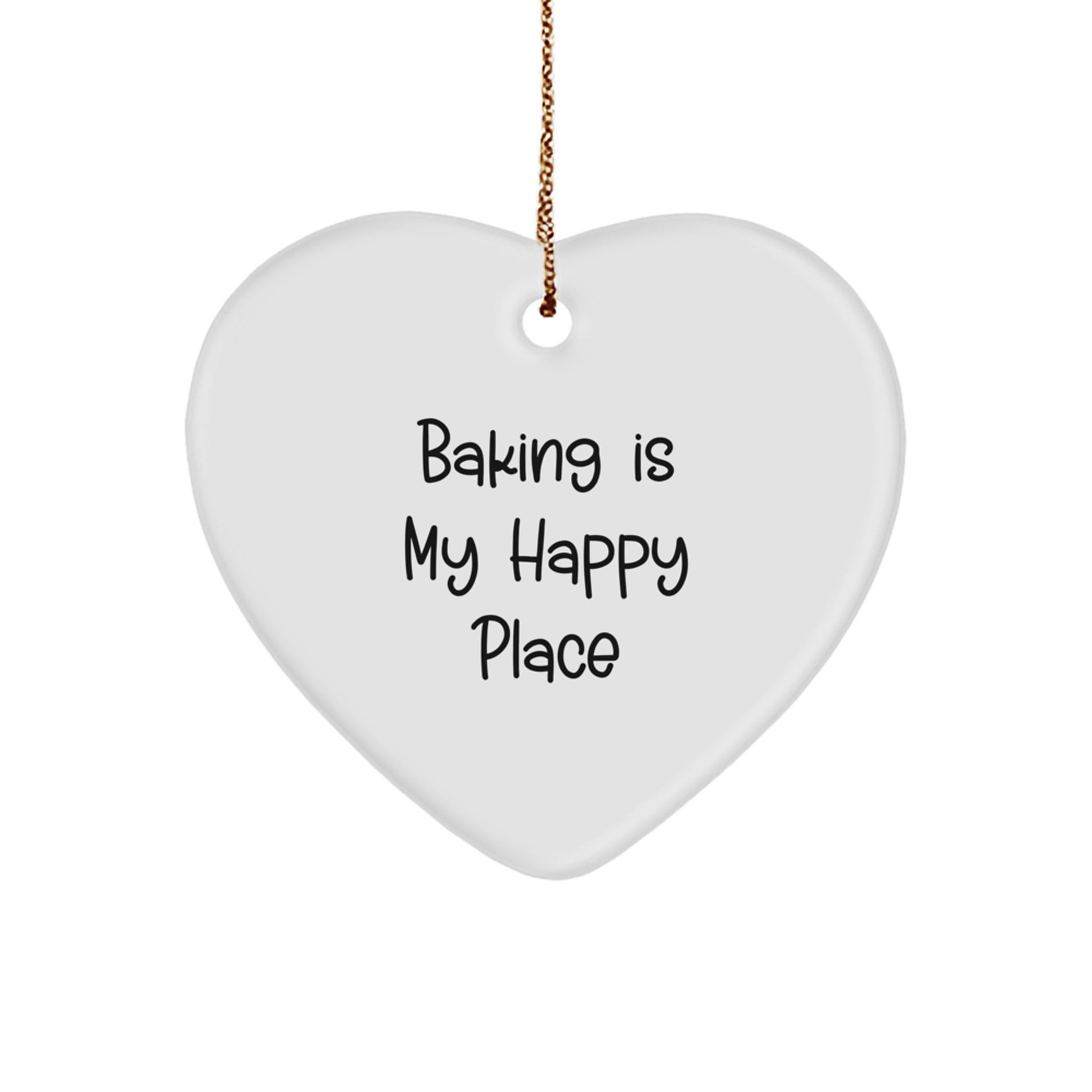 Baking Gifts for Women, Heart Ornament, Funny Quote 'Baking Is My Happy Place' Gifts from Friends, Unique Christmas Unique Gifts - Image 1