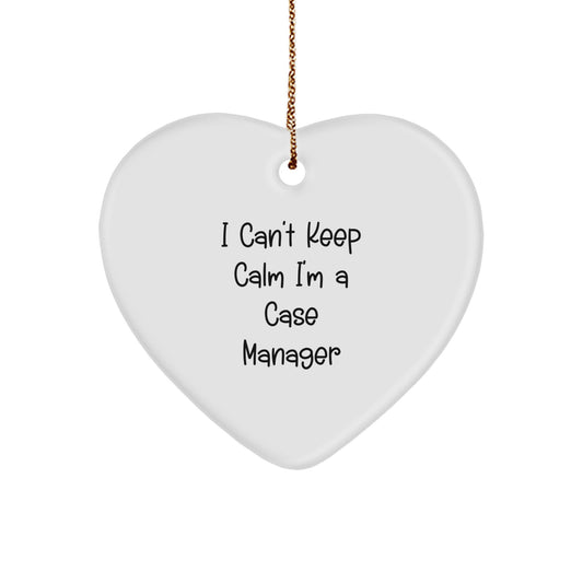 Funny Case Manager Gifts from Friends for Christmas - Heart Ornament 'I Can't Keep Calm I'm A Case Manager' - Unique Case Manager Heart Shaped MDF Ornaments - Image 1