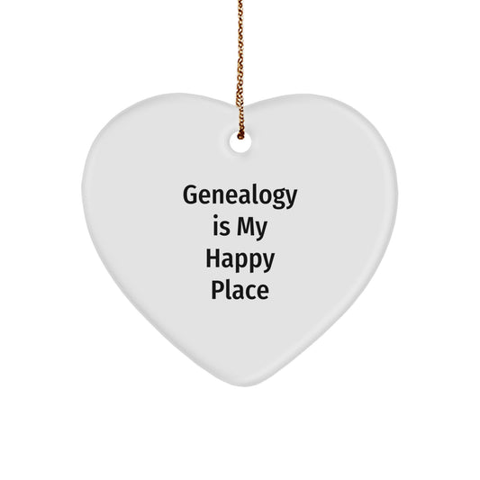 Gifts from Family Members, Heart Shaped Genealogy Ornament Gifts for Genealogy Enthusiasts, Inspirational 'Genealogy Is My Happy Place' Quote Christmas Unique Gifts - Image 1
