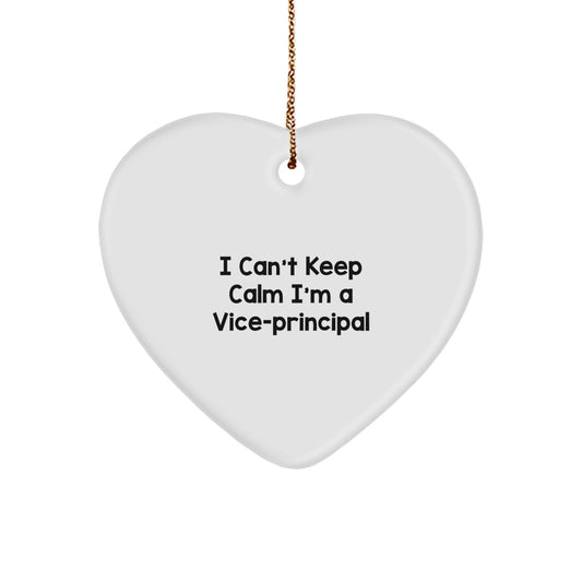 Funny Vice-Principal Gifts for Men I Cant Keep Calm Thats Me Heart Ornament White Christmas Unique Decorations - Image 1