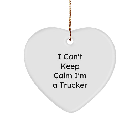 Funny Trucker Heart Ornament Gifts from Men, Women, Coworkers, Family to Trucker, Men, Women, Friends - Image 1