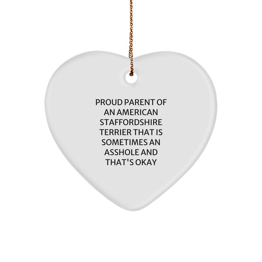 Christmas Gift for Teens American Staffordshire Terrier Heart Ornament - Image 1