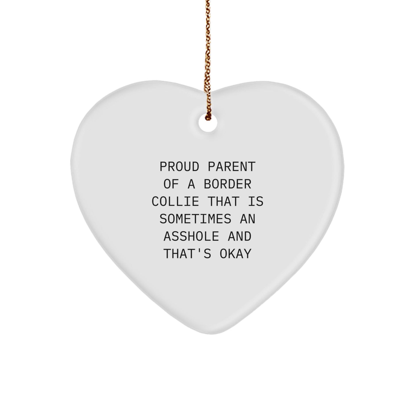Funny Border Collie Dog Gifts from Men to Proud Parents, Heart Ornament for Christmas Unique Presents - Image 1