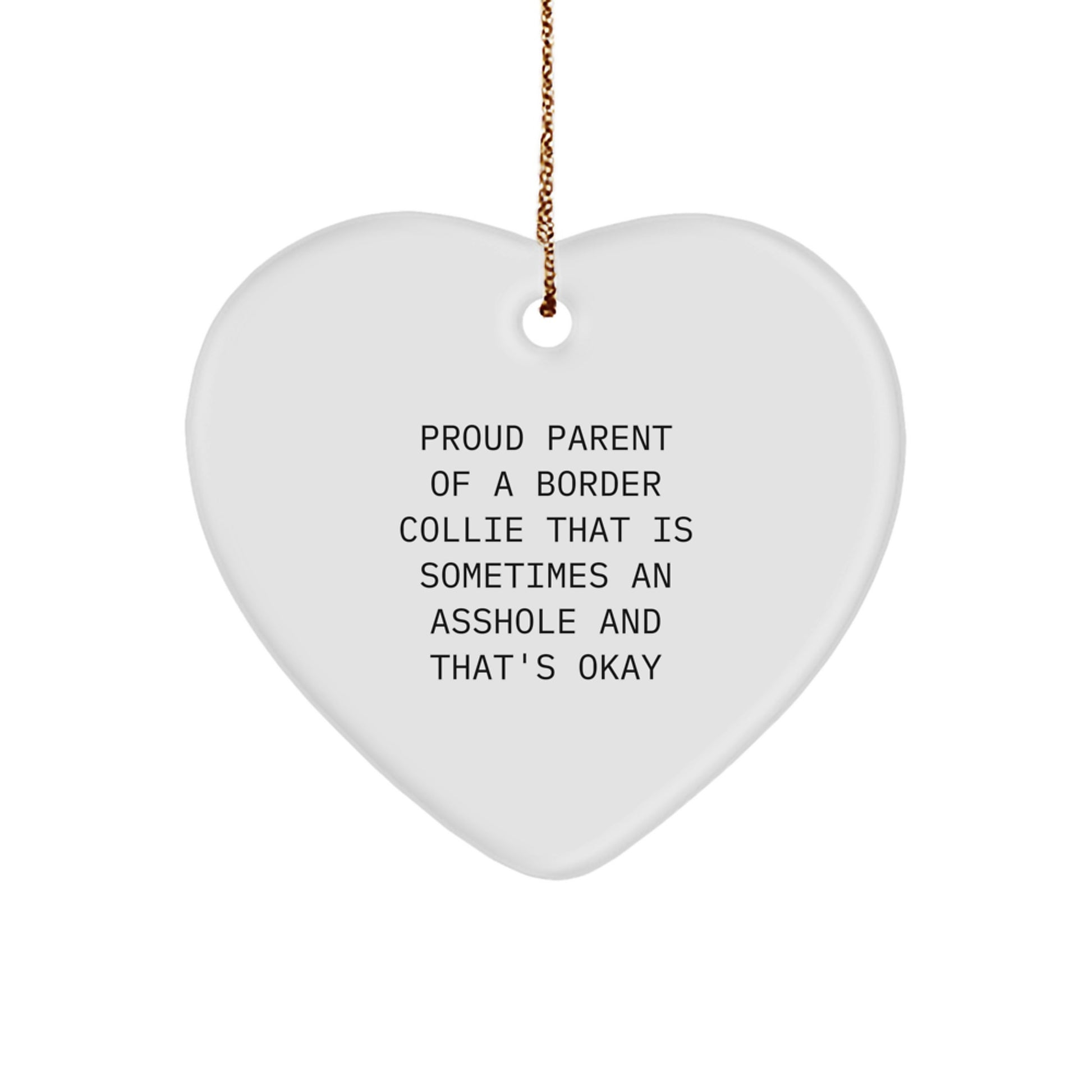 Funny Border Collie Dog Gifts from Men to Proud Parents, Heart Ornament for Christmas Unique Presents - Image 1