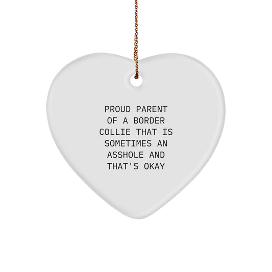 Funny Border Collie Dog Gifts from Men to Proud Parents, Heart Ornament for Christmas Unique Presents - Image 1